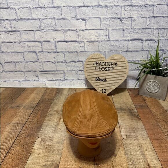 ROOSTER Cut & Sew Leather Newsboy Cap Flat Driving Cabbie Hat Made In USA - Picture 10 of 10